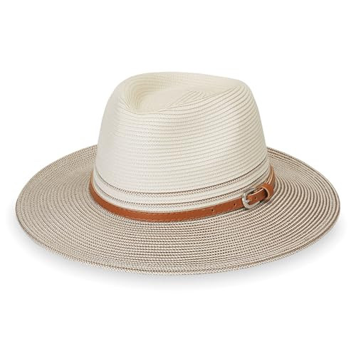 B081D9B5W9 Wallaroo Women’s Petite Kristy Fedora Sun Hat, Ivory/Stone, Small New