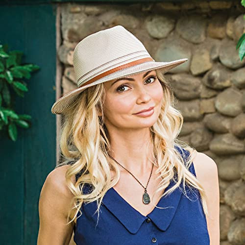 B081D9B5W9 Wallaroo Women’s Petite Kristy Fedora Sun Hat, Ivory/Stone, Small New