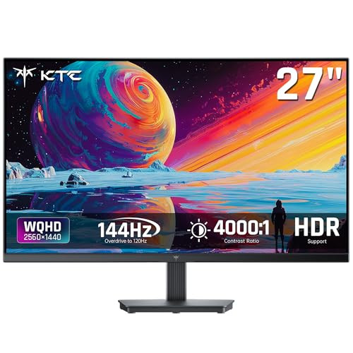 KTC 27" QHD Computer Monitor, 144Hz Gaming PC Monitor, 4000:1, H27T27S - Black New