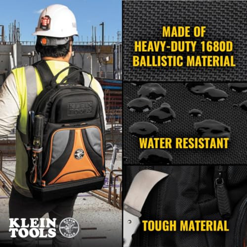 Klein Tools 55421BP-14 Tool Backpack 39 Pockets Black/Orange/Gray New