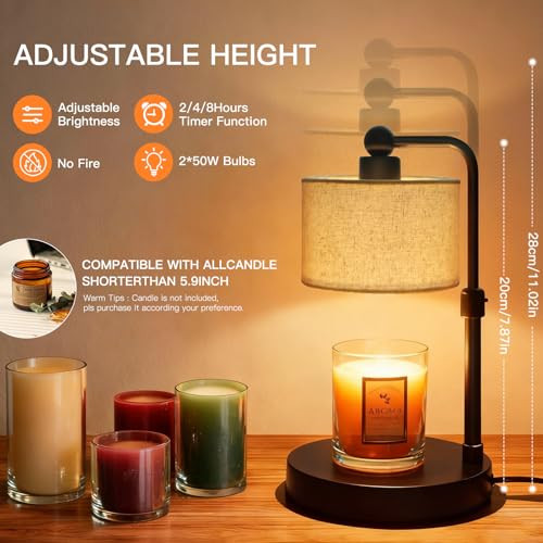 Candle Warmer Lamp with Timer & Dimmer Wax Warmer, 50W GU10 - BLACK