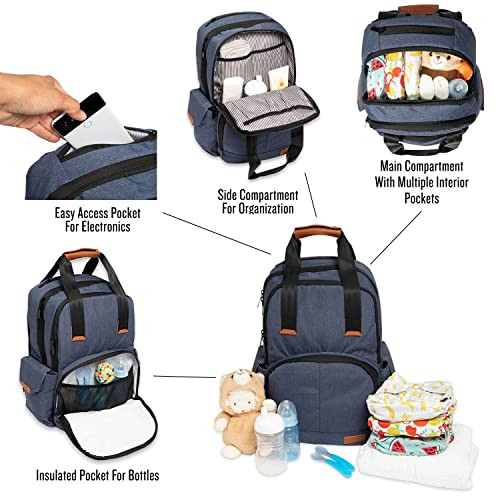 Simple Being Diaper Bag Backpack Changing Pad Unisex Moms Dads - Blue New