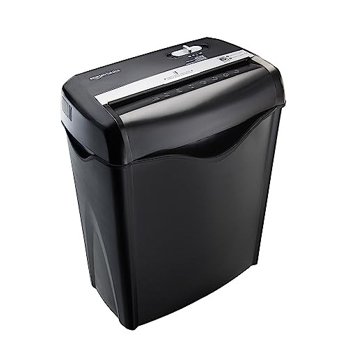 Amazon Basics 6-Sheet Cross-Cut Paper, Card Shredder3.8 Gallon Bin - Black New