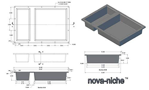 Nova-Niche, Large Recessed Shower Niche, Flush Mount, Ready to Tile, 16"x24" New
