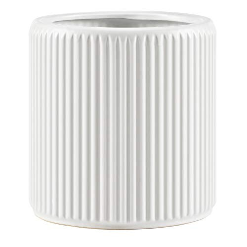 SONGMICS Ceramic Flower Pot 10" Vertical Striped Plant Pot Planter ULCF005W01 New