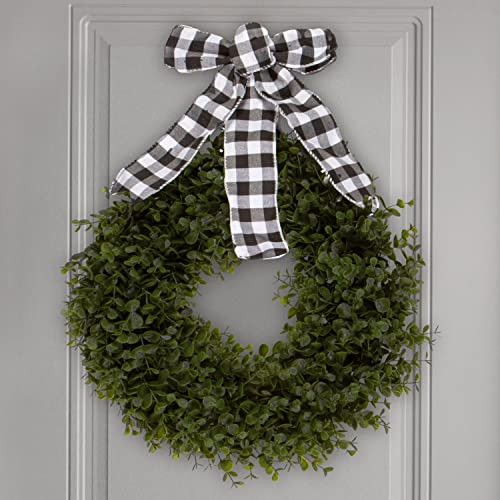 Orchid & Ivy 17" Green Artificial Boxwood Wreath, Ribbon, B08D7TV8RW - New New