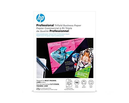 HP Professional Tri-fold 8.5x11 in, 48 lb, Glossy 150 Sheets 4WN12A - White New
