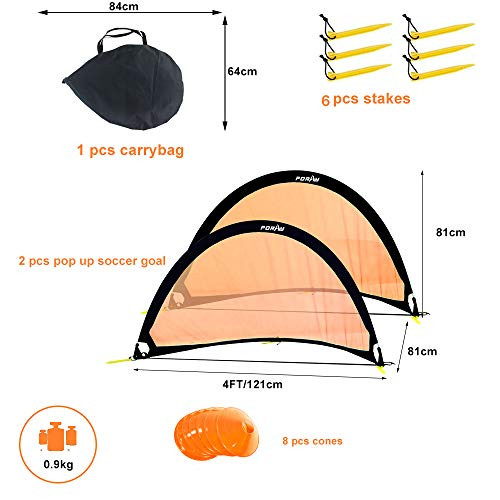 Poray Soccer Goal Easy-up Set Two 4FT 210D Oxford 8 Field Marker Cones New