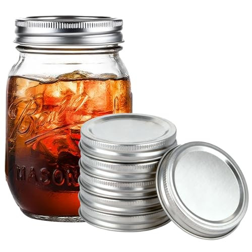 MEGAWISE MASON JAR LIDS 10 PACK REUSABLE CANNING LIDS FOR FOOD STORAGE - SILVER