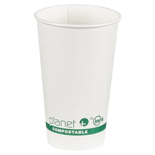 Planet+ 100% Compostable PLA Laminated Hot Cup, 16-Ounce, 1000-Count Case New