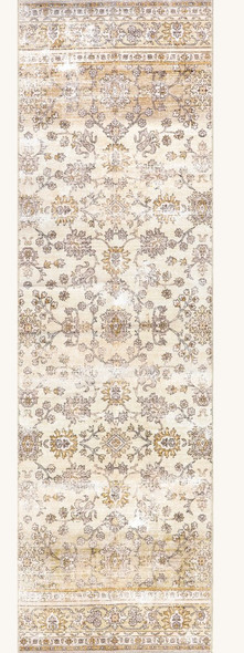 RUGS USA MEENA FADING GARDEN WASHABLE RUG, RUNNER STYLE, 2'6" X 8' - BEIGE