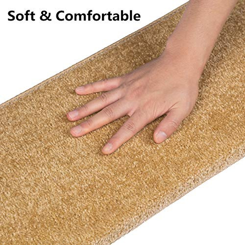 Patavin Carpet Stair Treads – Non-Slip Bullnose Carpet Indoor Pad 14-Pack Camel New