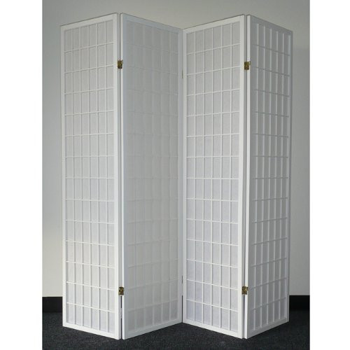 Legacy Decor 4-Panel White Wood Shoji Screen/Room Divider New
