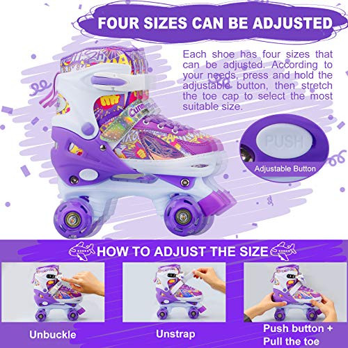 Cunmucu Kids Roller Skates Girl Toddler Roller Girls Skates Size: Large - Purple New