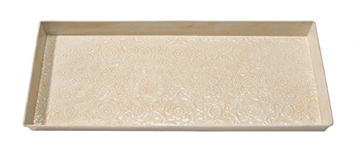 HF by LT Raj Pattern Enamel Boot Tray, 30x13 inches, B074C6X4DC - Antique Cream New