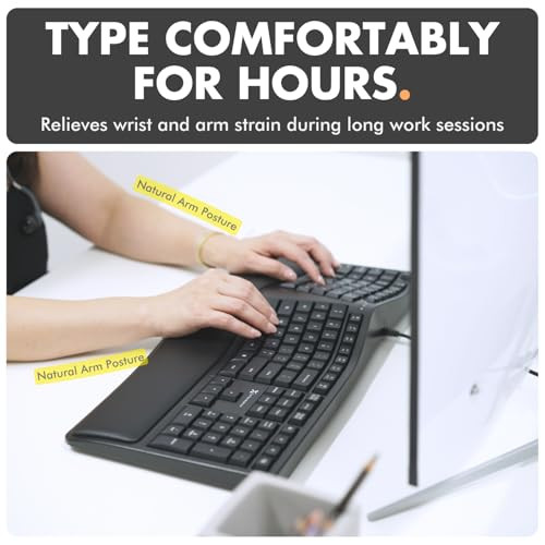 X9 PERFORMANCE WIRED ERGONOMIC KEYBOARD CUSHIONED WRIST REST - BLACK