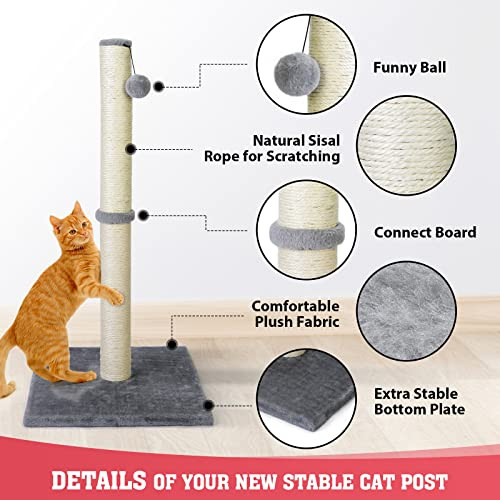 petellow 31" Cat Scratching Post with Hanging Ball Durable Stable Cat Furniture New