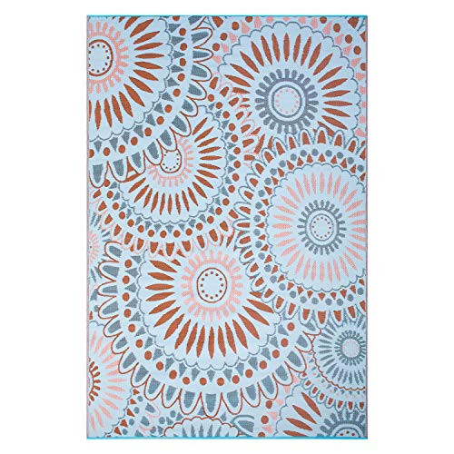 SMM005 Reversible Outdoor Plastic Rugs,Easy to Clean Patio Mat - 9x12 Blue New