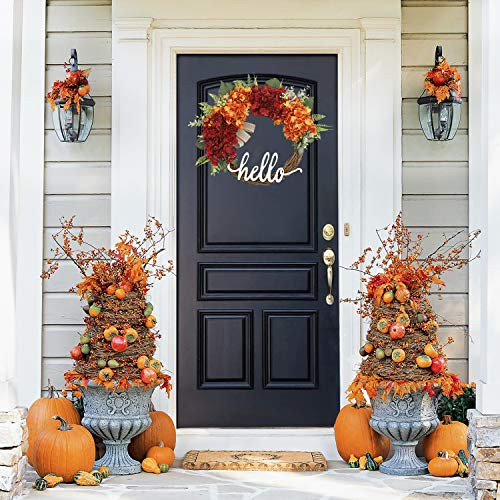 QUNWREATH 18 Inch Fall Wreath, For Front Door WD03554 - Brown New