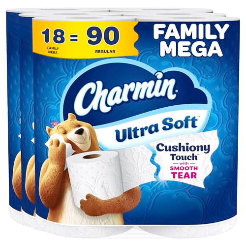 Charmin Ultra Soft Cushiony Touch 2-Ply Toilet Paper, 18 Family Mega Rolls New