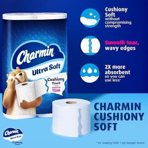 Charmin Ultra Soft Cushiony Touch 2-Ply Toilet Paper, 18 Family Mega Rolls New