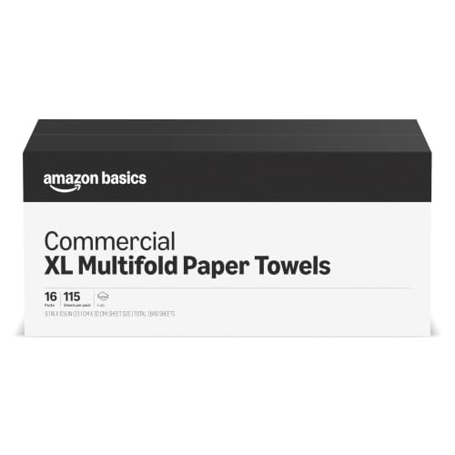 Amazon Basics 2-Ply White XL Multifold Paper Towels 115 Sheets - 16 Packs New