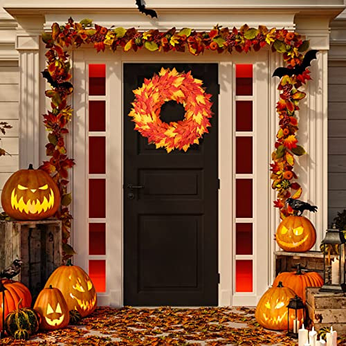 Acmind Fall Wreath for Front Door Outside 26" Autumn Front Door Maple Leaves New