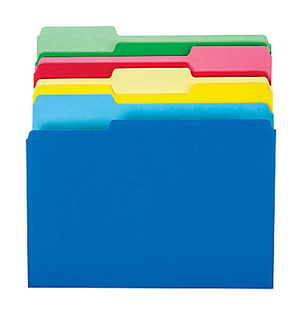 OFFICE DEPOT 2-TONE FILE FOLDERS 1/3 CUT, LETTER PACK 24 - RED/YELLOW/GREEN/BLUE New