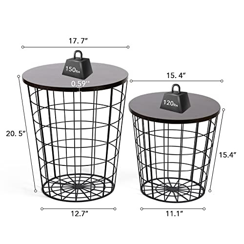 SMOOL Round End Tables with Storage Stacking Nesting Tables B09SV73FHC - Black New