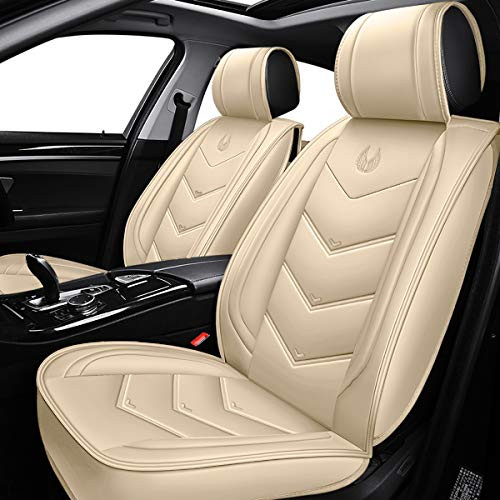 OASIS AUTO Seat Covers Accessories Full Set Premium Nappa Leather (OS-003 Tan) New