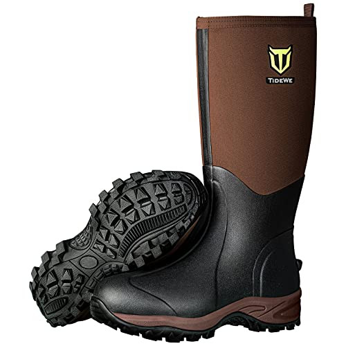 B07TMMLJJ7 - TIDEWE Rubber Neoprene Boots for Men and Women, Brown,M8/W9 New