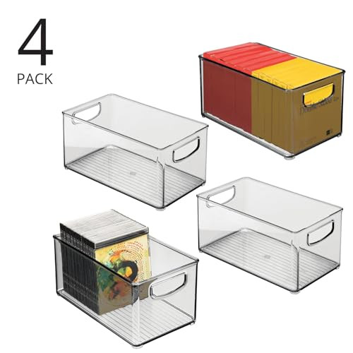 mDesign Plastic Rectangular Drawer Organizer Storage Bin Holder - 4 Pack - Smoke New