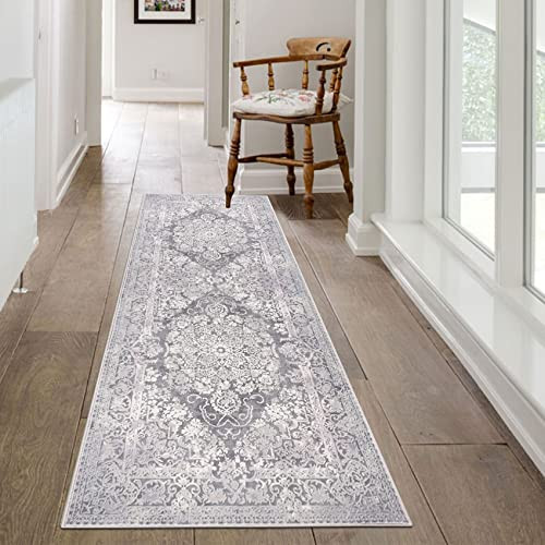 famibay 2x6 Hallway Runner Rug Rubber Backing Washable Non Slip Soft - Grey New