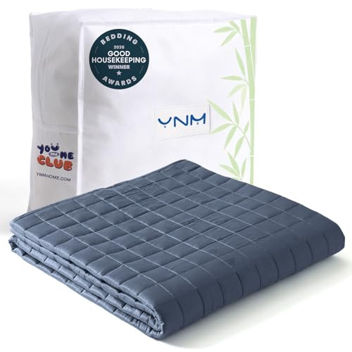 YnM King Size Cooling Weighted Blanket for Adults (88x104, 25 Pounds, Blue Grey)