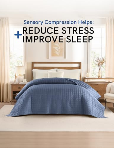YnM King Size Cooling Weighted Blanket for Adults (88x104, 25 Pounds, Blue Grey)
