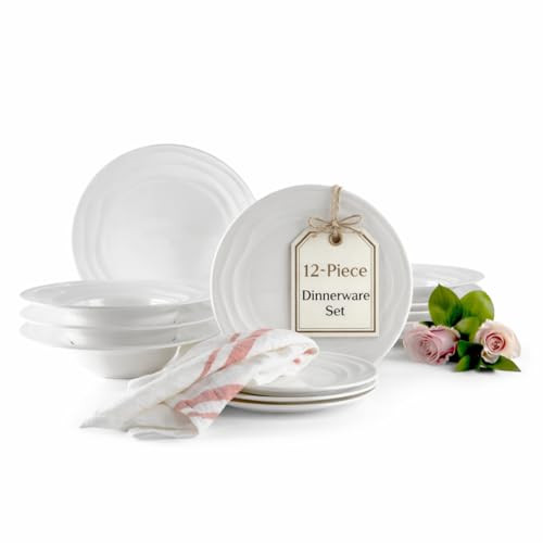 Pots & Patterns Organic Wave Dinnerware Set, 12 Pieces, B0DCWDHR2H New
