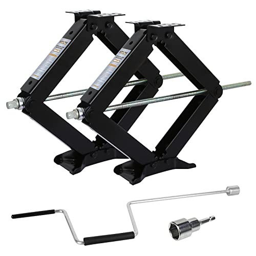 WEIZE LEVELING SCISSOR JACKS 9000LBS TRAILER STABILIZE RV CAMPER 24" - BLACK New