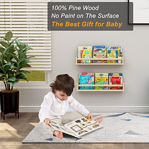 24 inch Wall Book Shelves Set of 2，Nursery Book Shelves, Kids Book Shelf New