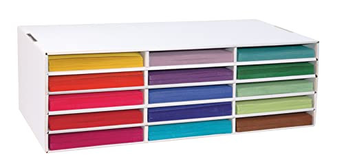 Classroom Keepers 9" x 12" Construction Paper Storage, 15-Slot, White New