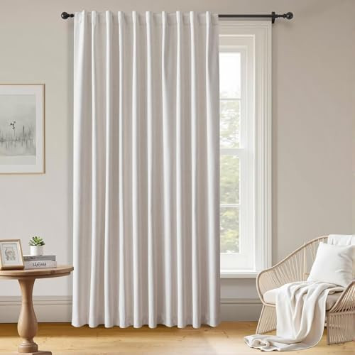 ZYVOLA 100% BLACKOUT CURTAIN 84 INCH FAUX LINEN (W100 X L84, NATURAL) - NATURAL