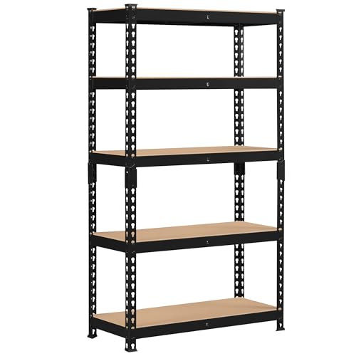 Topeakmart 5 Tier Metal Storage Shelving Unit - Black New
