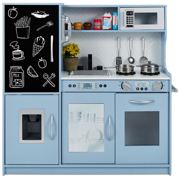 Best Choice Products Pretend Play Kitchen Wooden Toy Set for Kids - Blue New