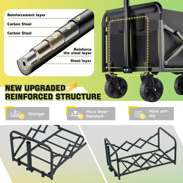GENERIC COLLAPSIBLE FOLDING WAGON CART SWIVEL WHEELS 360LBS CAPACITY - BLACK