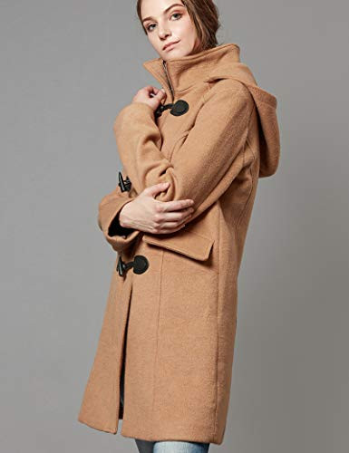 Escalier Women Wool Coat Hoodie Winter Classic Duffle Toggle Pea Coats Camel M