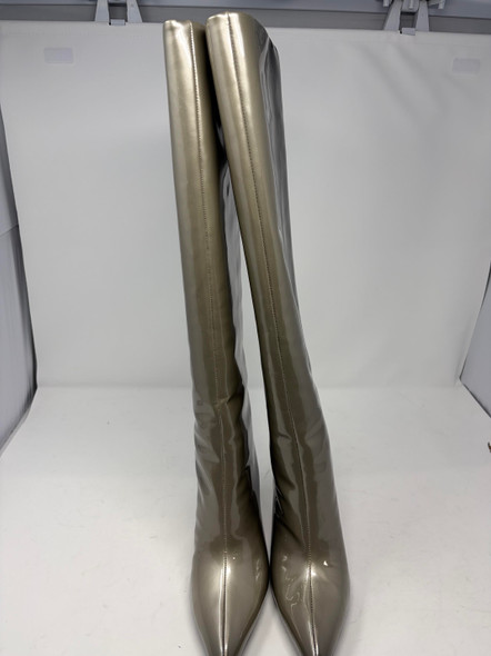 REITOYE KNEE HIGH POINTED TOE STILETTO HIGH HEELS BOOTS - SIZE: WOMEN 8 - BLACK