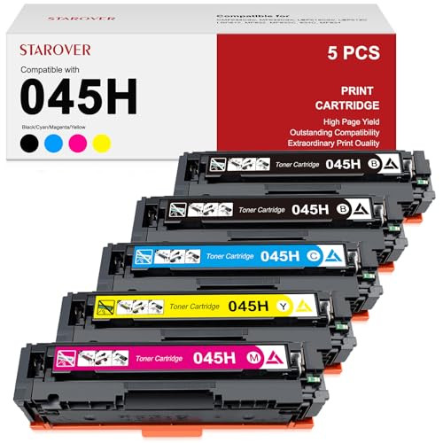 STAROVER Compatible Toner Cartridges Replacement Canon 045 045H CRG-045H 5 Pack New