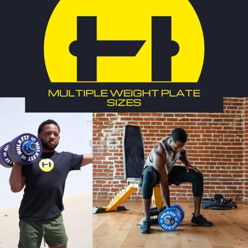 HulkFit Color Coded 2-Inch Dumbbell Bumper Plate Steel Hub Single 35 Pounds New