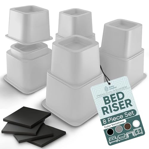 Home Intuition Heavy Duty Adjustable Bed Risers Furniture Riser 3,5,8Inch-White New