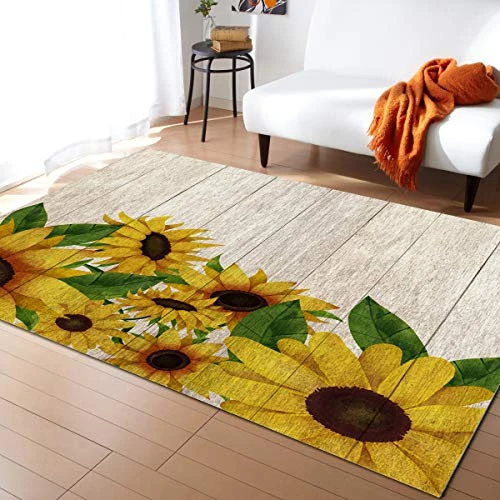 ARTSHOWING Sunflower Area Rug, 5' x 7' Large Indoor Outdoor Rug - Multicolor New