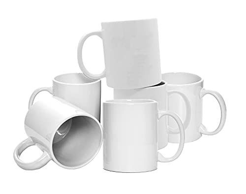 KISEER Set of 6 Sublimation Blank Mugs 11oz Classic Ceramic Coated New